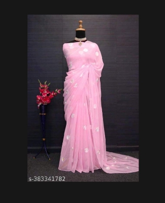 Picture of Viral Georgette sharee with embroidery work blouse pics