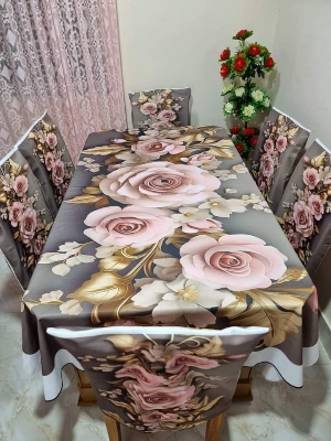Picture of Digital 3D Print Dining Table Cloth Runner And 6 Chair Cover Set - A Touch Of Elegance To Your Dining Table With Digital Print Tablecloth Runner And Chair Cover