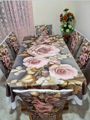 Picture of Digital 3D Print Dining Table Cloth Runner And 6 Chair Cover Set - A Touch Of Elegance To Your Dining Table With Digital