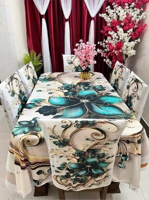 Picture of Digital 3D Print Dining Table Cloth Runner And 6 Chair Cover Set - A Touch Of Elegance To Your Dining Table With Digital
