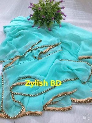 Picture of Georgette parl leace saree with women weight less saree