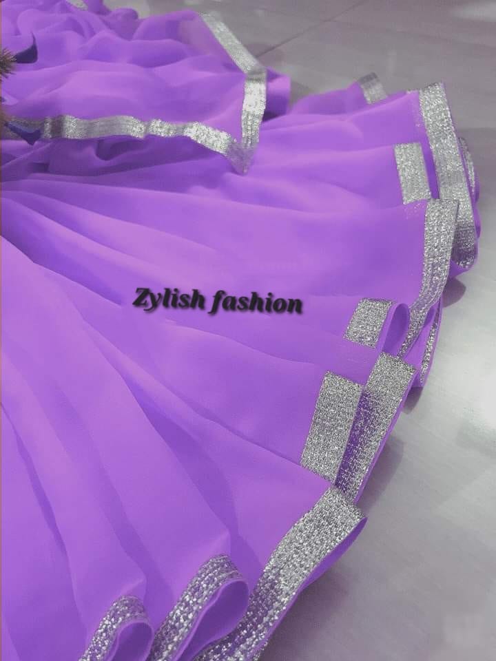 Picture of Georgette parl leace saree with women weight less saree