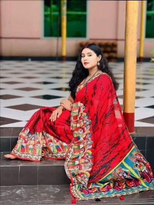 Picture of Chadni Silk Digital Printed tassel Saree Soft and comfortable 12 Hath Saree For Women .