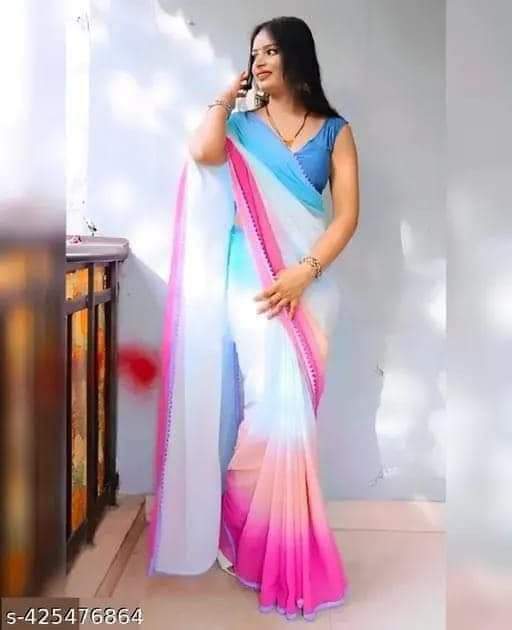 Picture of New gorgete rondhonu shari for women,/Saree Rongdhuni