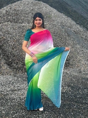 Picture of New gorgete rondhonu shari for women,/Saree Rongdhuni