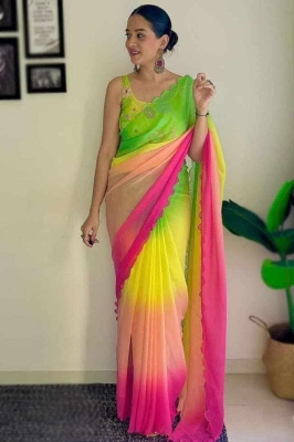 Picture of New gorgete rondhonu shari for women,/Saree Rongdhuni