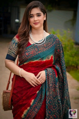 Picture of New Exclusive Design Red color Tat Buticks embroidery work  Saree for women