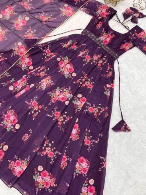 Picture of New Beautiful Stitched High Quality Cotton Screen Print Leaf Design Gown Three Piece For Women Women