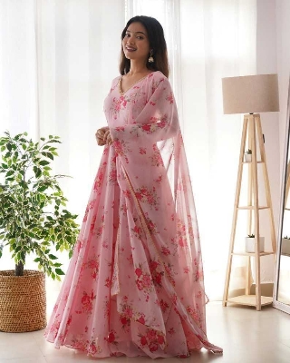 Picture of New Beautiful Stitched High Quality Cotton Screen Print Leaf Design Gown Three Piece For Women Women