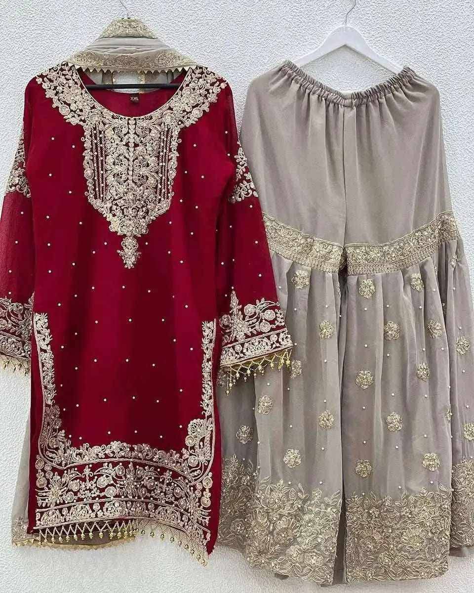 Picture of Viral Readymade sharee Dress for women sequence with pearl work & fancy lace