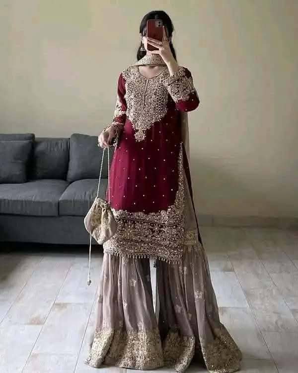 Picture of Viral Readymade sharee Dress for women sequence with pearl work & fancy lace