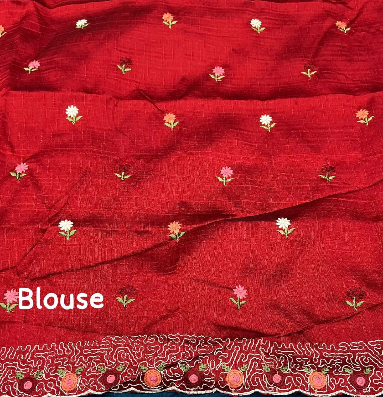 Picture of New paper crush emboridary sareeSoft paper crush silk saree with c-pallu emboridary and cutwork.