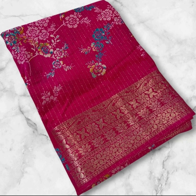 Picture of Beautiful Silk Sarees with all running bloue weaving border
