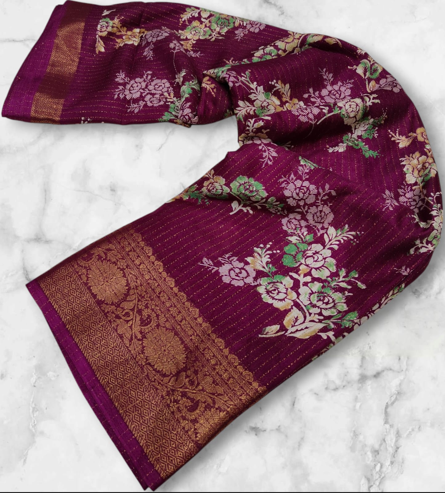 Picture of Beautiful Silk Sarees with all running bloue weaving border