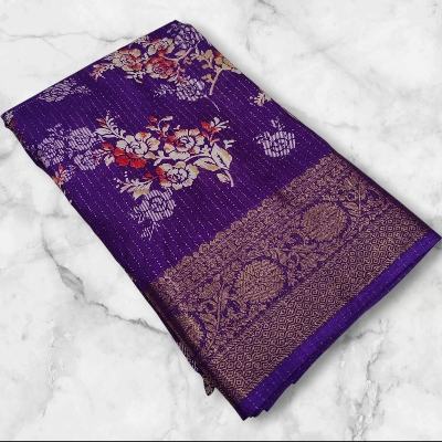 Picture of Beautiful Silk Sarees with all running bloue weaving border