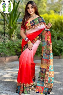 Picture of Most popular Digital print saree dolar work with blouse pics for women
