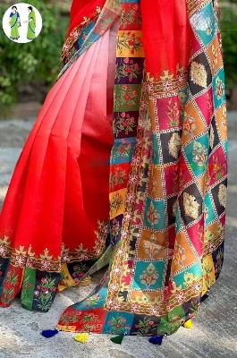 Picture of Most popular Digital print saree dolar work with blouse pics for women