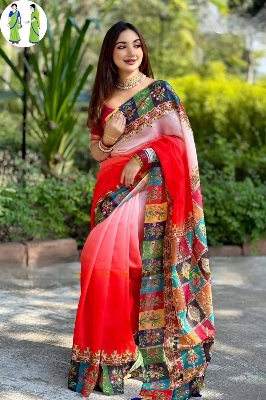 Picture of Most popular Digital print saree dolar work with blouse pics for women