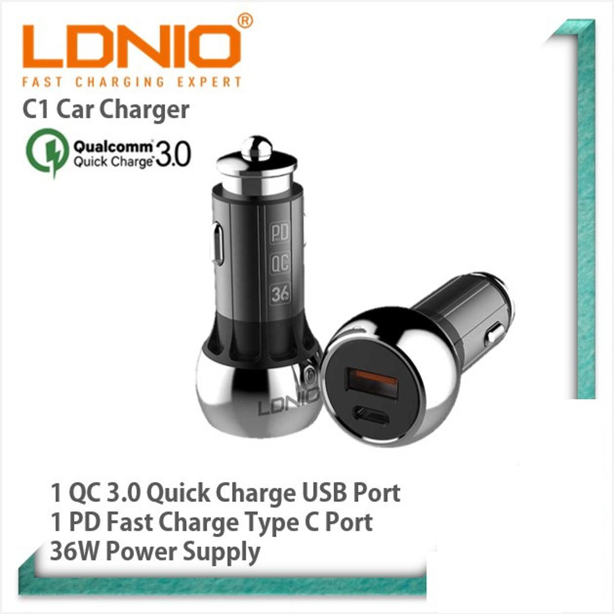 Picture of LDNIO C1 PD QC3.0 Dual USB 36W Car Charger with micro Cable Fast Charging