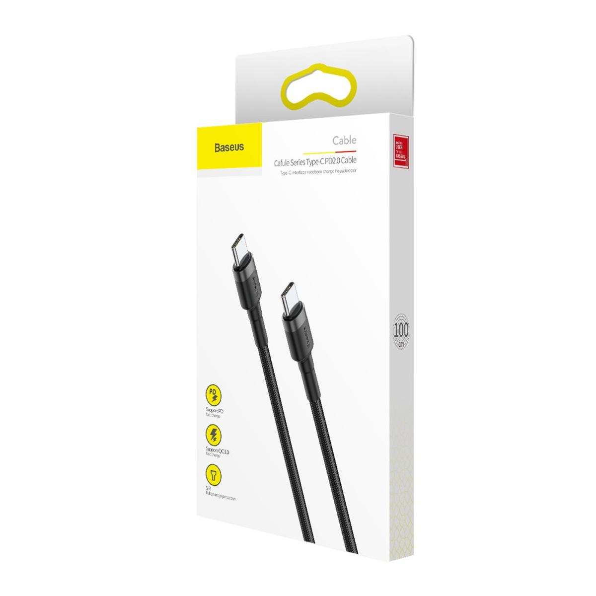 Picture of Baseus Type-C Cafule PD2.0 60W Flash charge Cable (20V 3A) 1m Gray/Black