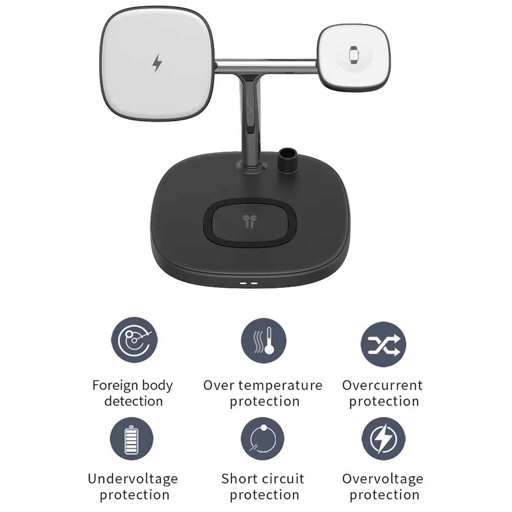 Picture of WiWU M8 Power Air 4 in 1 Qi Magnetic 15W Wireless Charger - Black