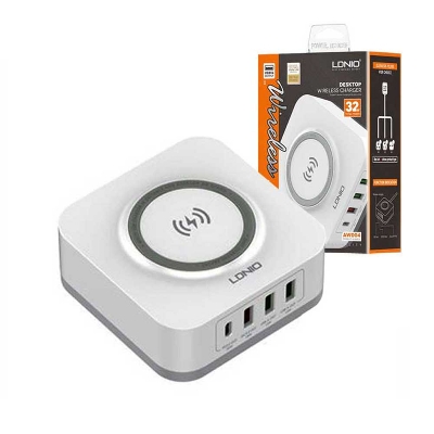 Picture of LDNIO AW004 32W desktop wireless charger with PD+QC ports