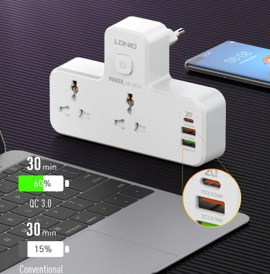 Picture of LDNIO SC2311 20W 3-Port USB Charger Extension Power Strip