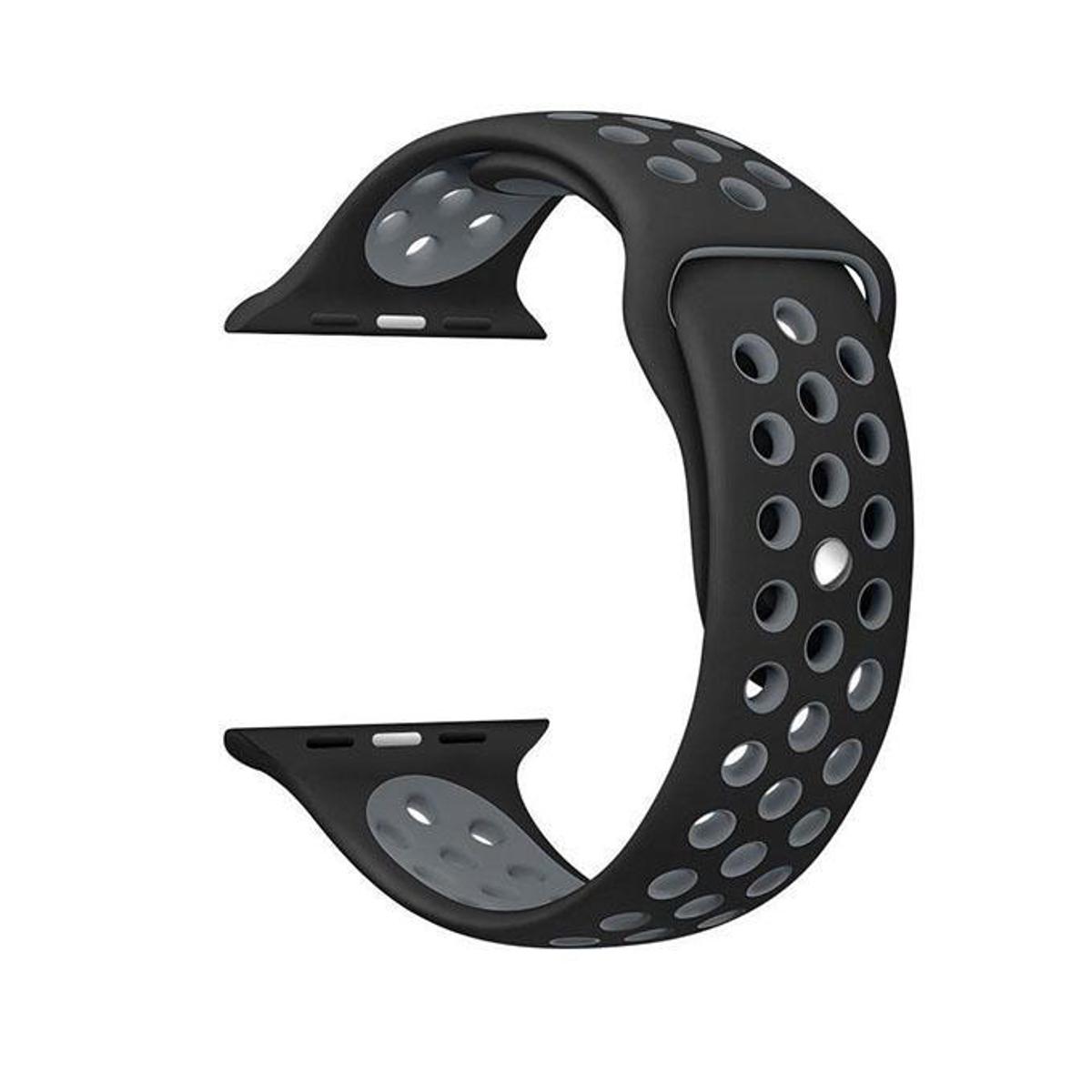 Picture of Soft Silicone Replacement Sport Strap Watch Band for iOS Watch - Gray and Black