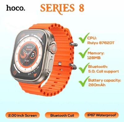 Picture of Hoco Y12 Ultra Smart Watch 2'' Full Touch HD Screen Men Smartwatch IP67 Waterproof Bluetooth Call Heart Rate Sleep Monitoring