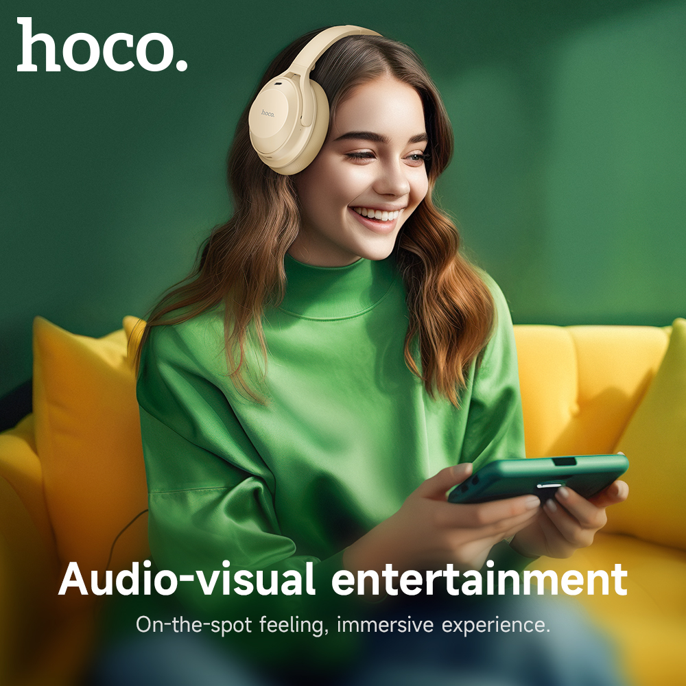 Picture of HOCO W37 ANC Wireless Bluetooth Headset Dual Connection Type 20dB Active Noise Cancellation With Microphone Up to 33 hours Playback BT5.3 HD Stereo Headphones