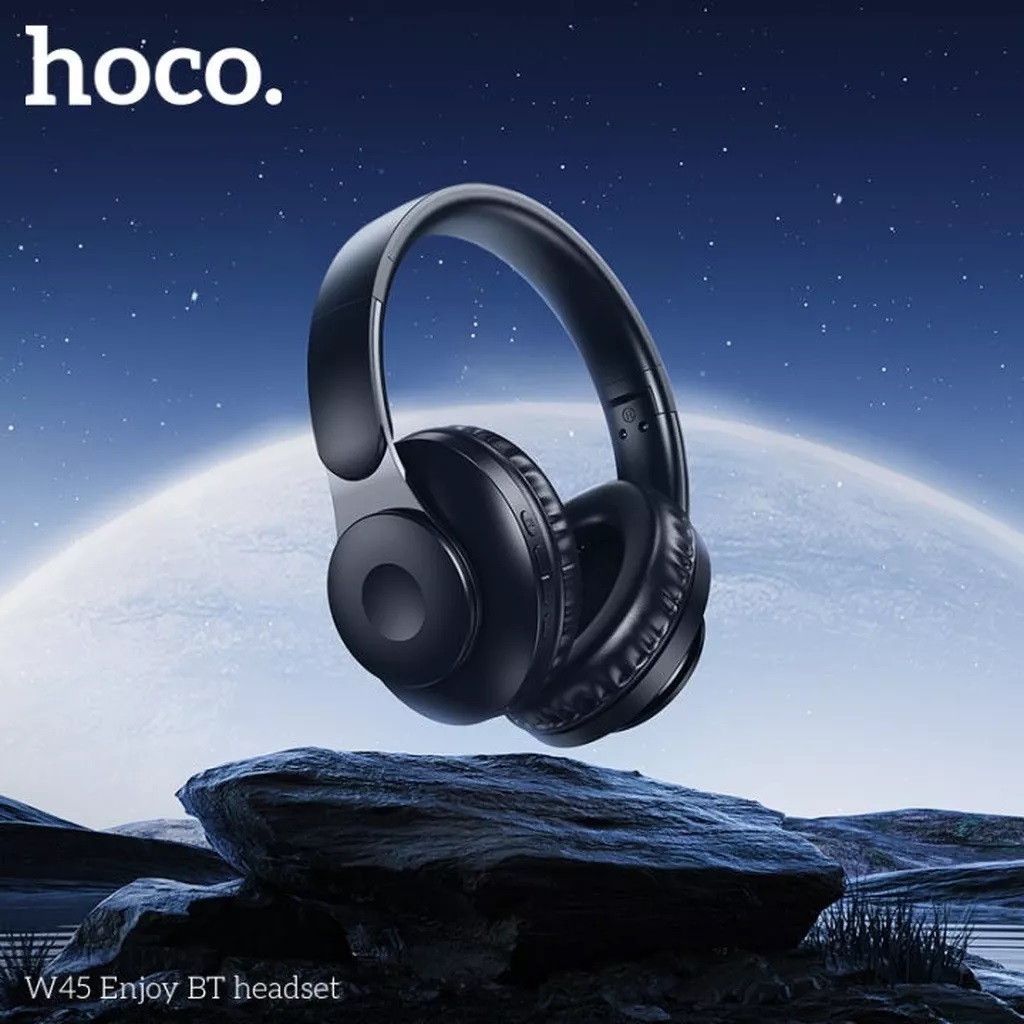 Picture of HOCO W45 Wireless Headphone Dual Mode 3.5mm AUX Port Foldable and Adjustable Headband BT 5.3 Lightweight Up to 46 Hours Battery Life HiFi Audio Quality Bluetooth Headphones
