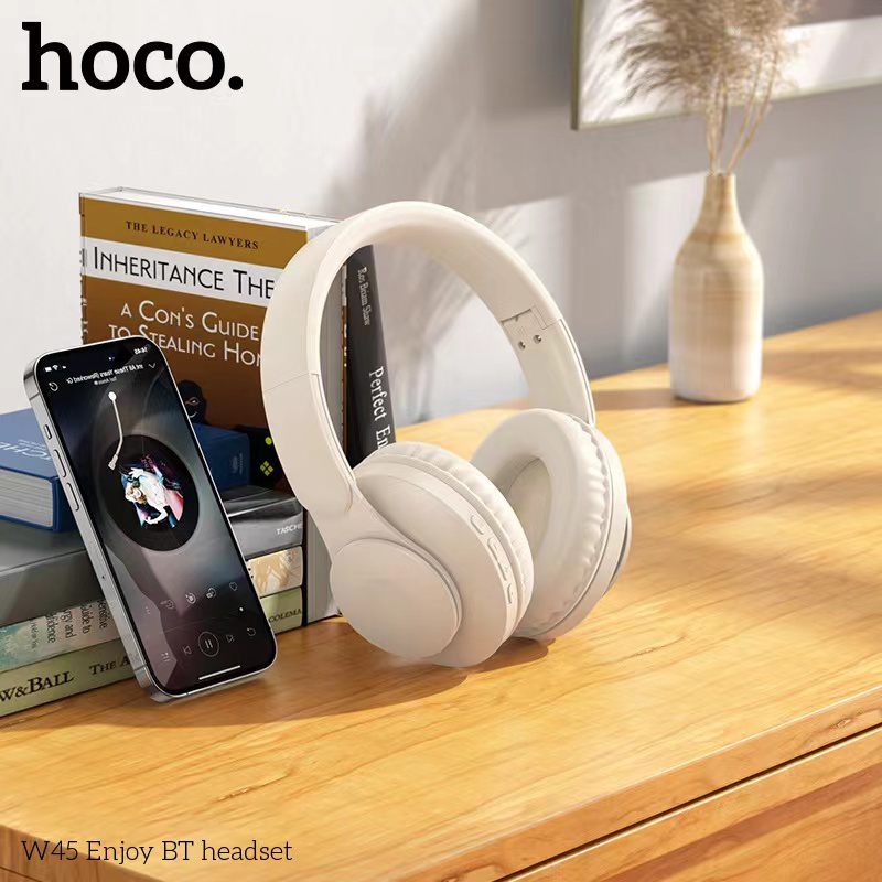 Picture of HOCO W45 Wireless Headphone Dual Mode 3.5mm AUX Port Foldable and Adjustable Headband BT 5.3 Lightweight Up to 46 Hours Battery Life HiFi Audio Quality Bluetooth Headphones