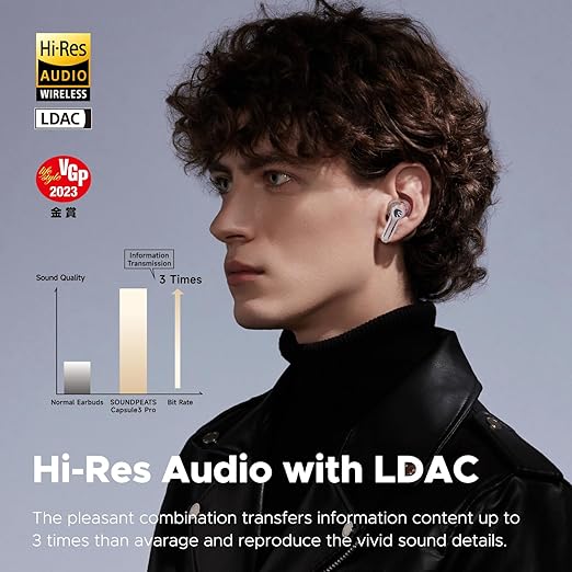 Picture of SoundPEATS Capsule 3 Pro Earbuds Futuristic Translucent Bluetooth 5.3 Wireless Earphones LDAC 6 Mic 43dB Hybrid Noise-Cancellation Gaming Mode Up to 8 hours Playtime