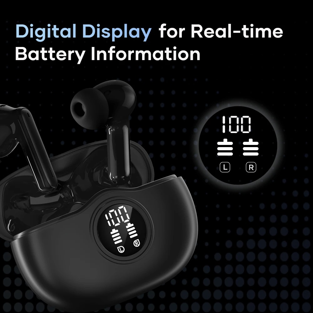 Picture of Wavefun Star 2 ANC Wireless Earbuds Digital Display BT 5.3 Active Noise Cancellation 45ms Low Latency 13mm Dynamic Speaker Light Weight Super Bass Bluetooth Earphone