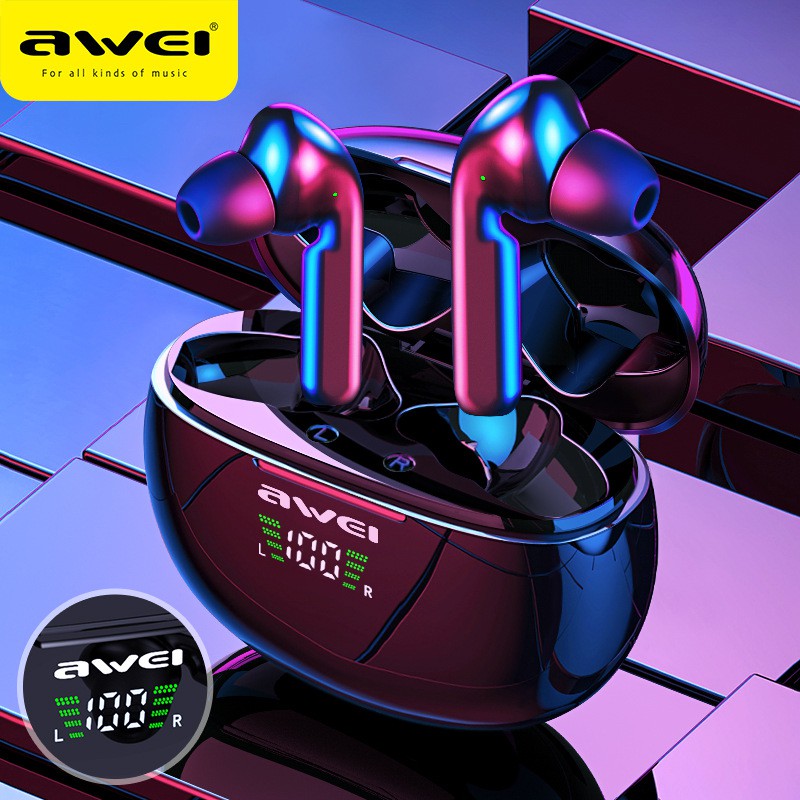 Picture of Awei T15P Wireless Earbuds LCD Digital Display IPX5 BT 5.0 Upto 20 Hours Playtime TWS Bluetooth Earphone
