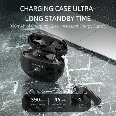 Picture of Awei T15P Wireless Earbuds LCD Digital Display IPX5 BT 5.0 Upto 20 Hours Playtime TWS Bluetooth Earphone