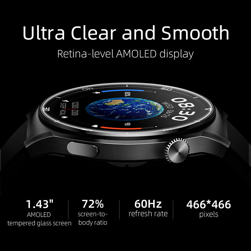 Picture of QCY GT2 Smart Watch 1.43inch AMOLED Display Zinc Alloy Watch Frame Bluetooth Calling Playback 24 Hours Rate & Sleep Monitor100+ Sports Modes Smartwatch for Men and Women