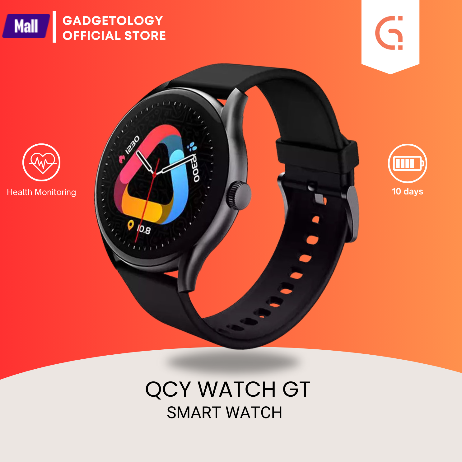 Picture of QCY GT Smart Watch 1.43-inch AMOLED Display Bluetooth Calling Health Monitoring IPX8 Rating Sports Modes Up to 10 days Stand by Smartwatch for Men and Women