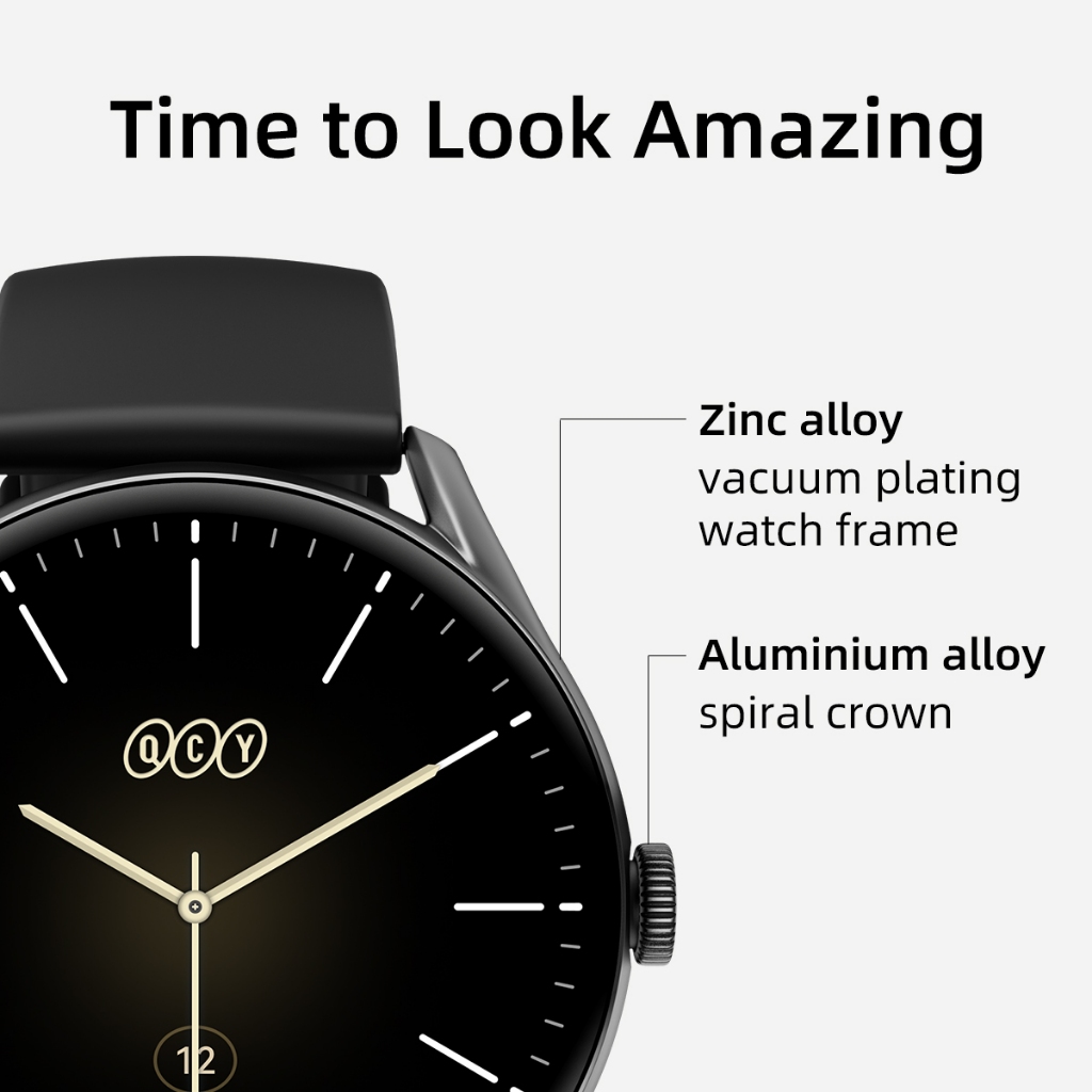 Picture of QCY GT Smart Watch 1.43-inch AMOLED Display Bluetooth Calling Health Monitoring IPX8 Rating Sports Modes Up to 10 days Stand by Smartwatch for Men and Women