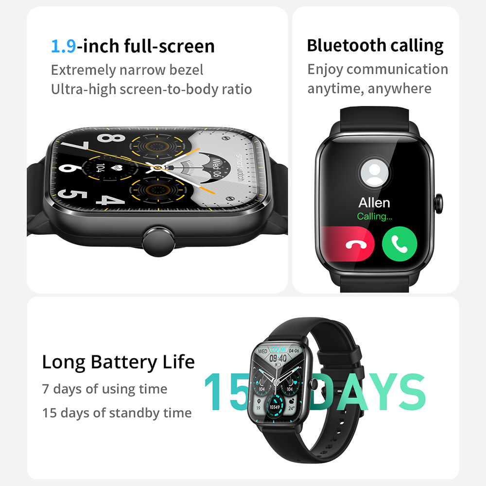Picture of COLMI C61 Smartwatch 1.9 Inch Full Screen Bluetooth Calling Heart Rate Sleep Monitor 100+ Sport Models Smart Watch For Men and Women