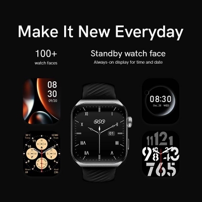 Picture of QCY GS2 Smart Watch 1.96 inch Amoled 60Hz High Resolution Display Bluetooth Calling IPX8 Waterproof 24 Hours Heart Rate Monitor SPO2 Sensor 100+ Sports Modes Smartwatch for Men and Women