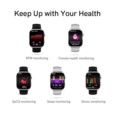 Picture of QCY GS2 Smart Watch 1.96 inch Amoled 60Hz High Resolution Display Bluetooth Calling IPX8 Waterproof 24 Hours Heart Rate Monitor SPO2 Sensor 100+ Sports Modes Smartwatch for Men and Women