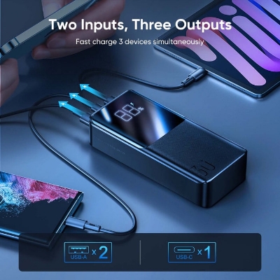 Picture of JOYROOM JR-QP193 22.5W Power Bank 30000MAH PD 20W Super Fast Charging 2 Input 3 Output LED Digital Display Battery