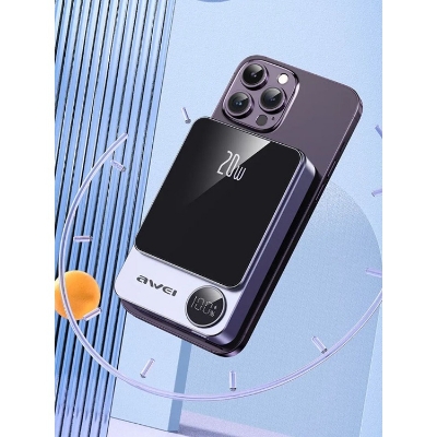Picture of AWEI P39K 15W Wireless Magnetic 10000mAh Power Bank 22.5W 5A PD 20W Super Fast Charging with Digital Display