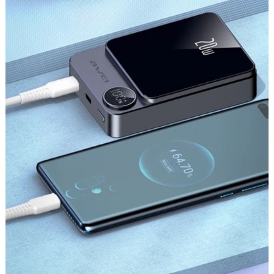 Picture of AWEI P39K 15W Wireless Magnetic 10000mAh Power Bank 22.5W 5A PD 20W Super Fast Charging with Digital Display