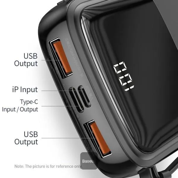 Picture of Baseus Qpow Digital Display 3A Powerbank 10000mAh Lightning  Cable Fast Charging Portable Travel Battery Power BankCab