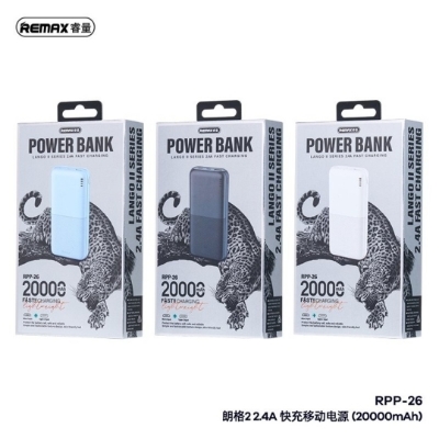 Picture of Remax RPP-26 20000mAh Powerbank 2 Inputs Type C Micro USB  2 Output USB Type C Fast Charging Power Bank for Smartphones