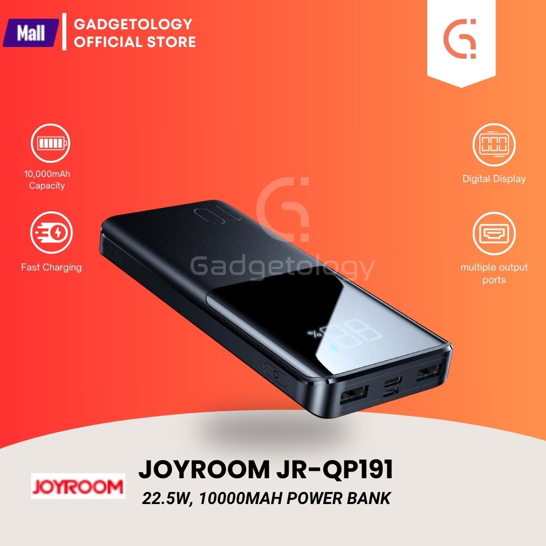 Picture of JOYROOM JR-QP191 22.5W Power Bank 10000MAH PD 20W Super Fast Charging 2 Input 3 Output LED Digital Display Battery