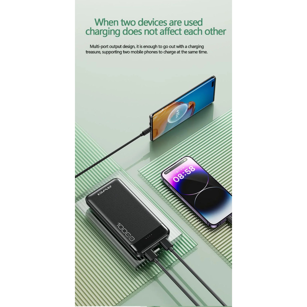 Picture of Awei P37K 10000mAh Powerbank Fast Charging 2.1A with Type C & USB Quick Charge 2 Dual Input Output Multiple Circuit Protection Digital Display