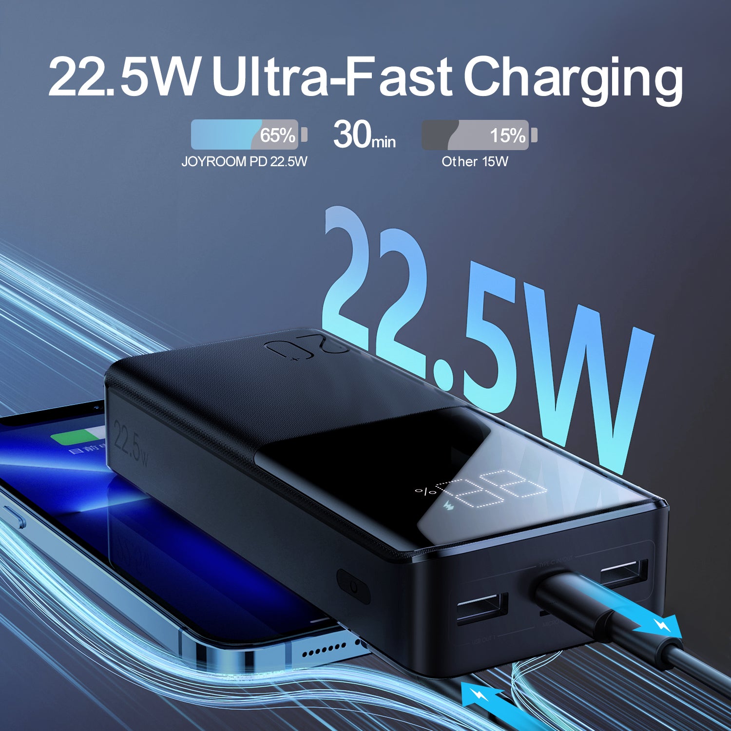 Picture of JOYROOM JR-QP192 20000mAh 22.5W Fast Charging Digital Display Power Bank